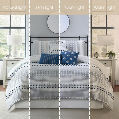 Set copripiumino moderno a righe Jessy di Nanshing, 7 pezzi