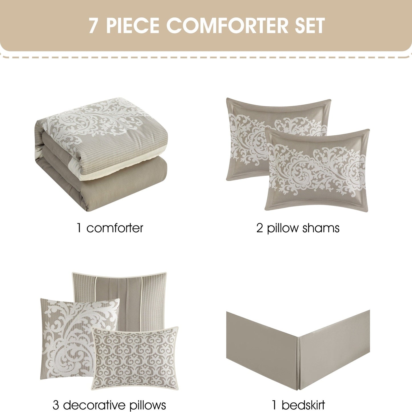 Set copripiumino damascato jacquard Nanshing Salem da 7 pezzi