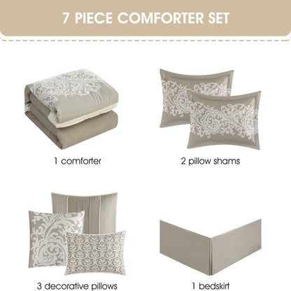 Set copripiumino damascato jacquard Nanshing Salem da 7 pezzi