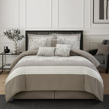 Set copripiumino damascato jacquard Nanshing Salem da 7 pezzi