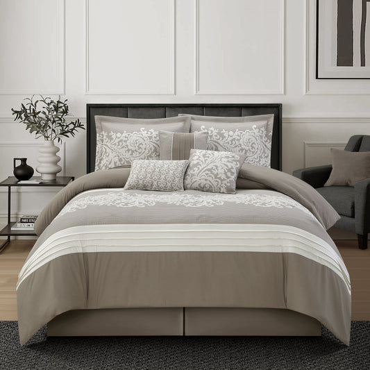 Set copripiumino damascato jacquard Nanshing Salem da 7 pezzi