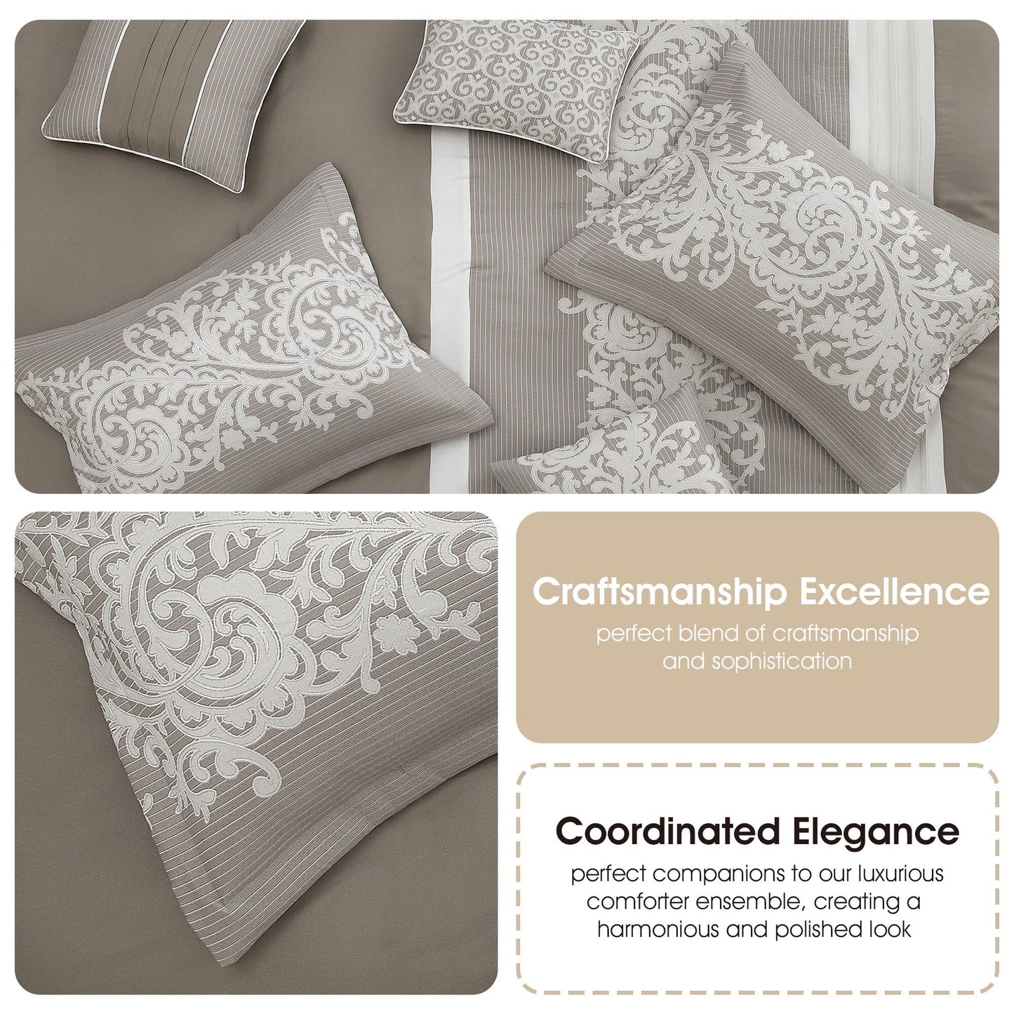 Set copripiumino damascato jacquard Nanshing Salem da 7 pezzi