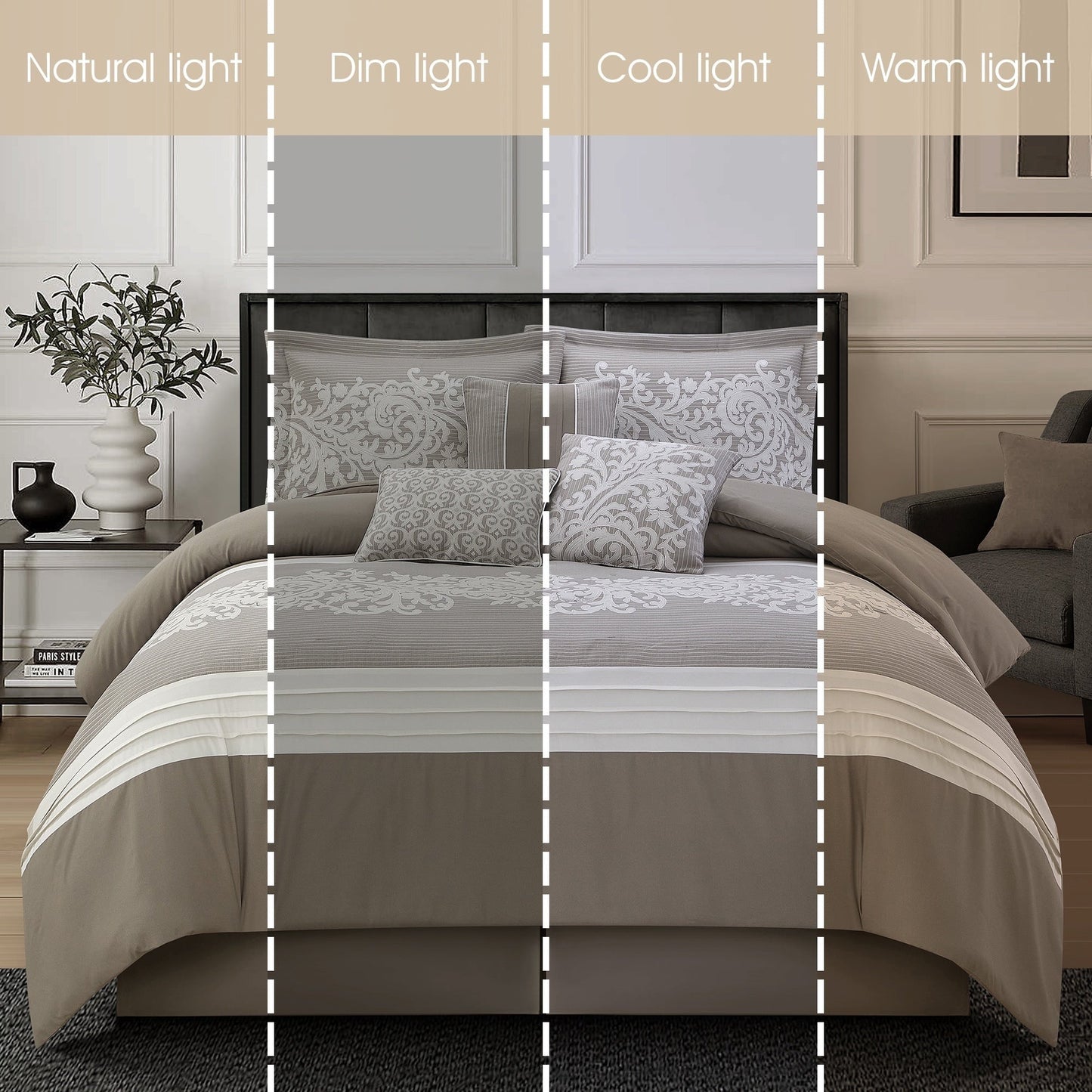 Set copripiumino damascato jacquard Nanshing Salem da 7 pezzi