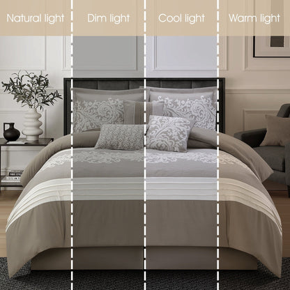 Set copripiumino damascato jacquard Nanshing Salem da 7 pezzi