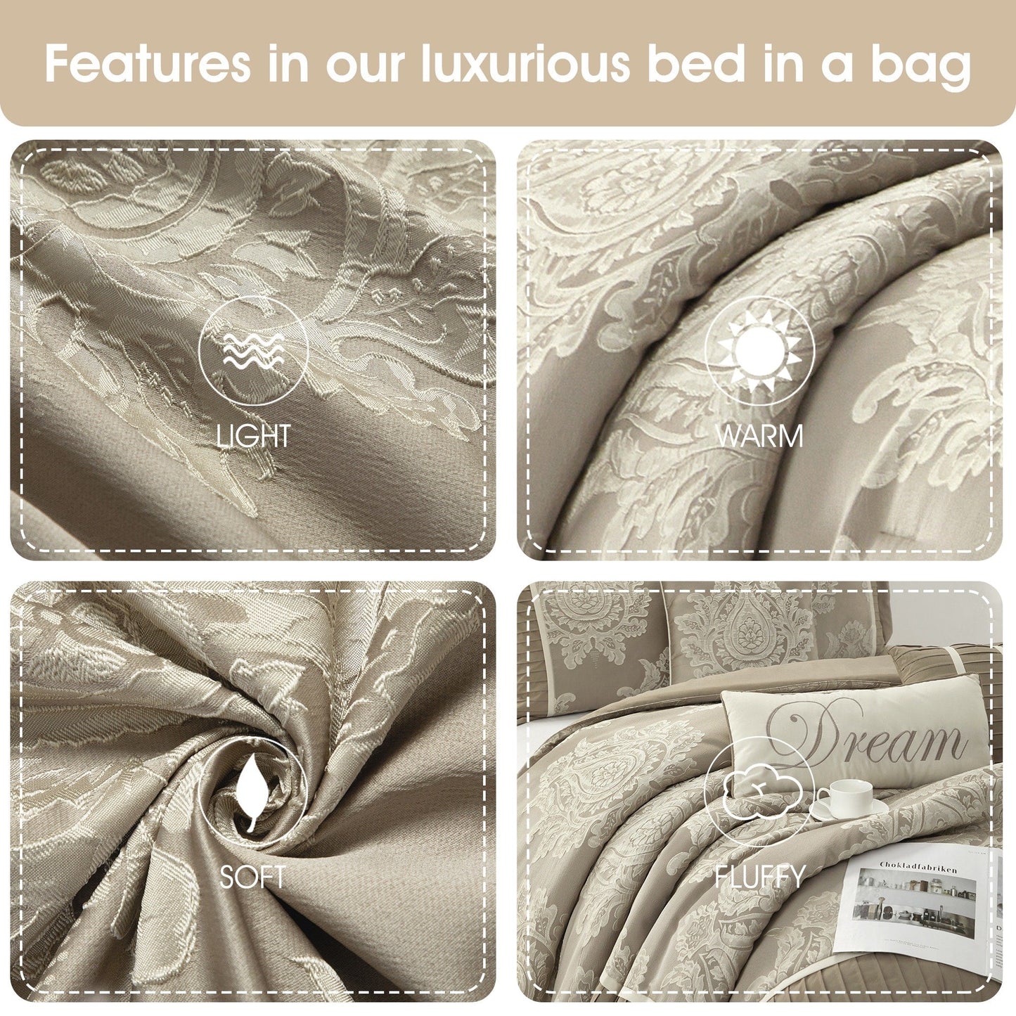 Nanshing Tiana Set copripiumino damascato tradizionale da 7 pezzi