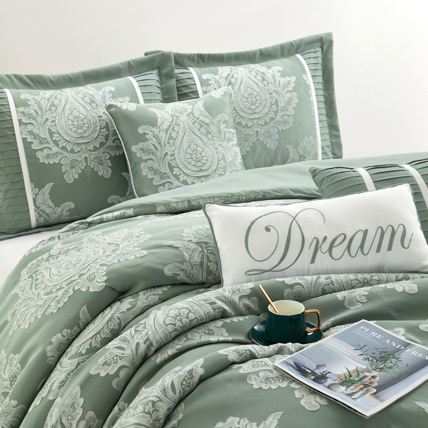 Nanshing Tiana Set copripiumino damascato tradizionale da 7 pezzi