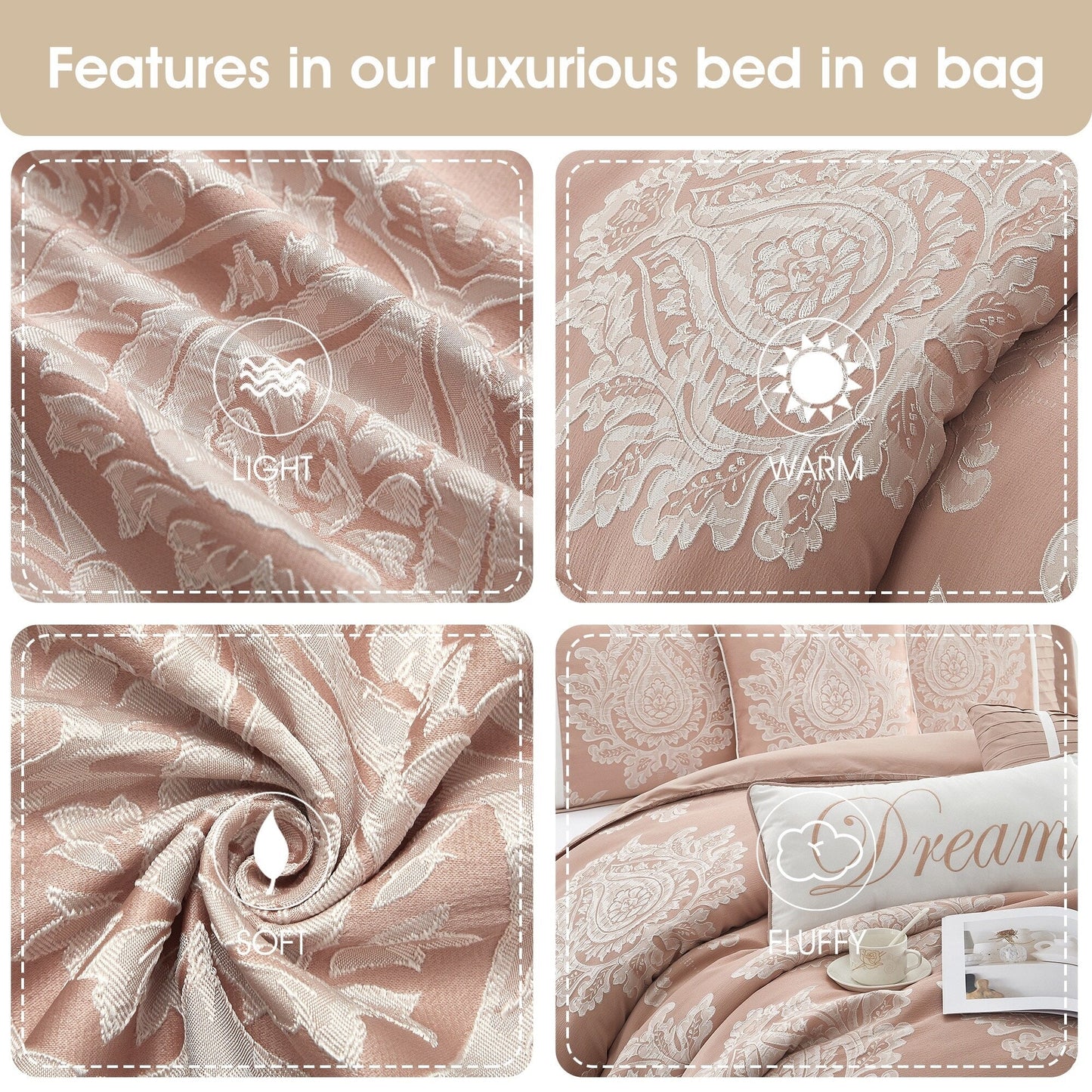 Nanshing Tiana Set copripiumino damascato tradizionale da 7 pezzi