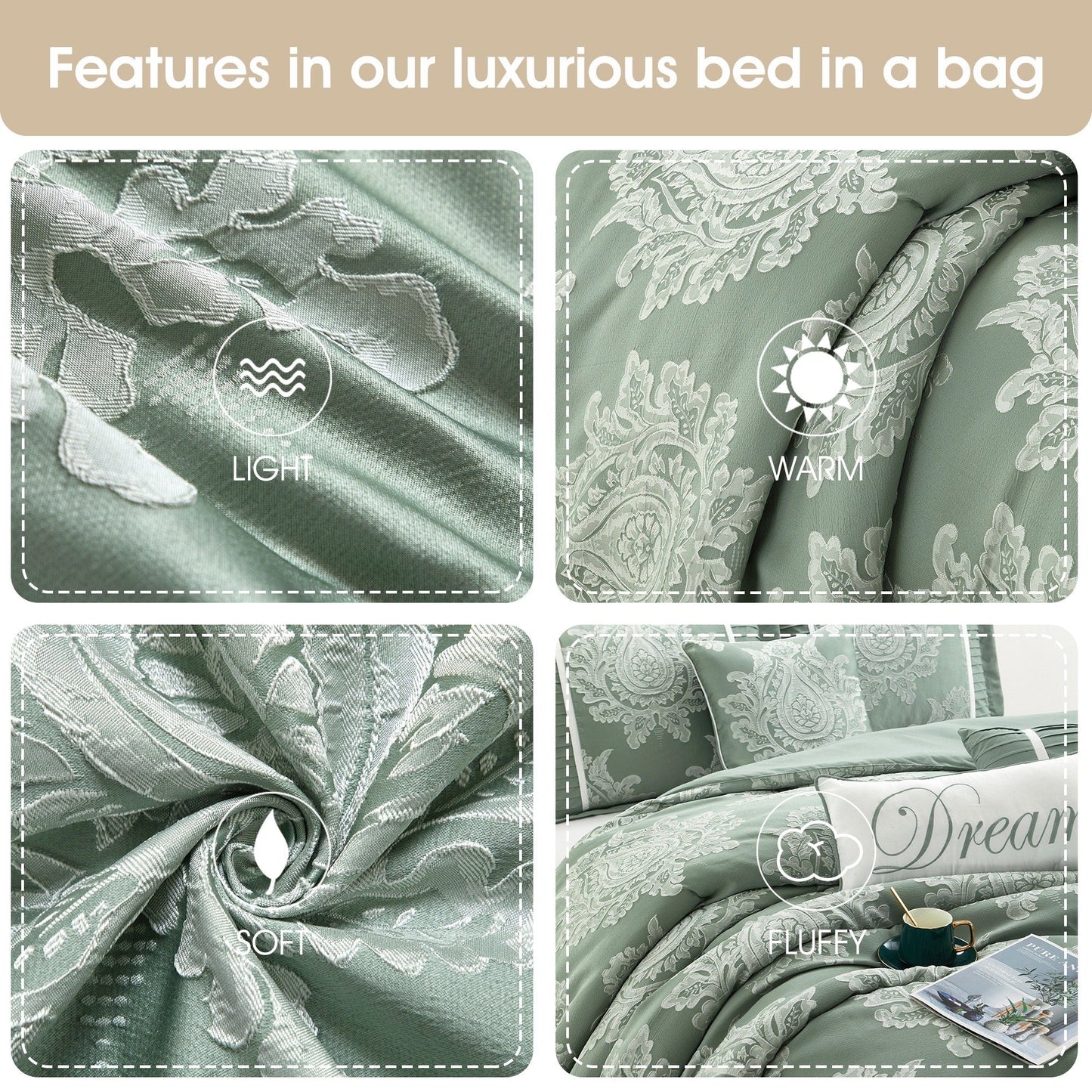 Nanshing Tiana Set copripiumino damascato tradizionale da 7 pezzi