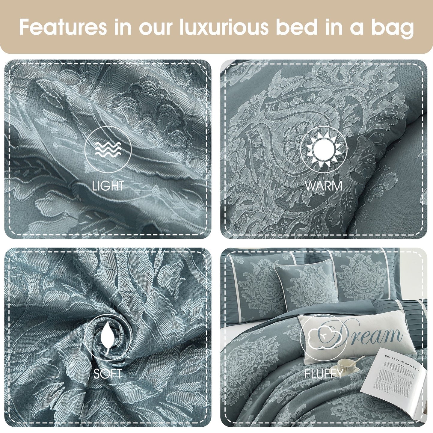 Nanshing Tiana Set copripiumino damascato tradizionale da 7 pezzi