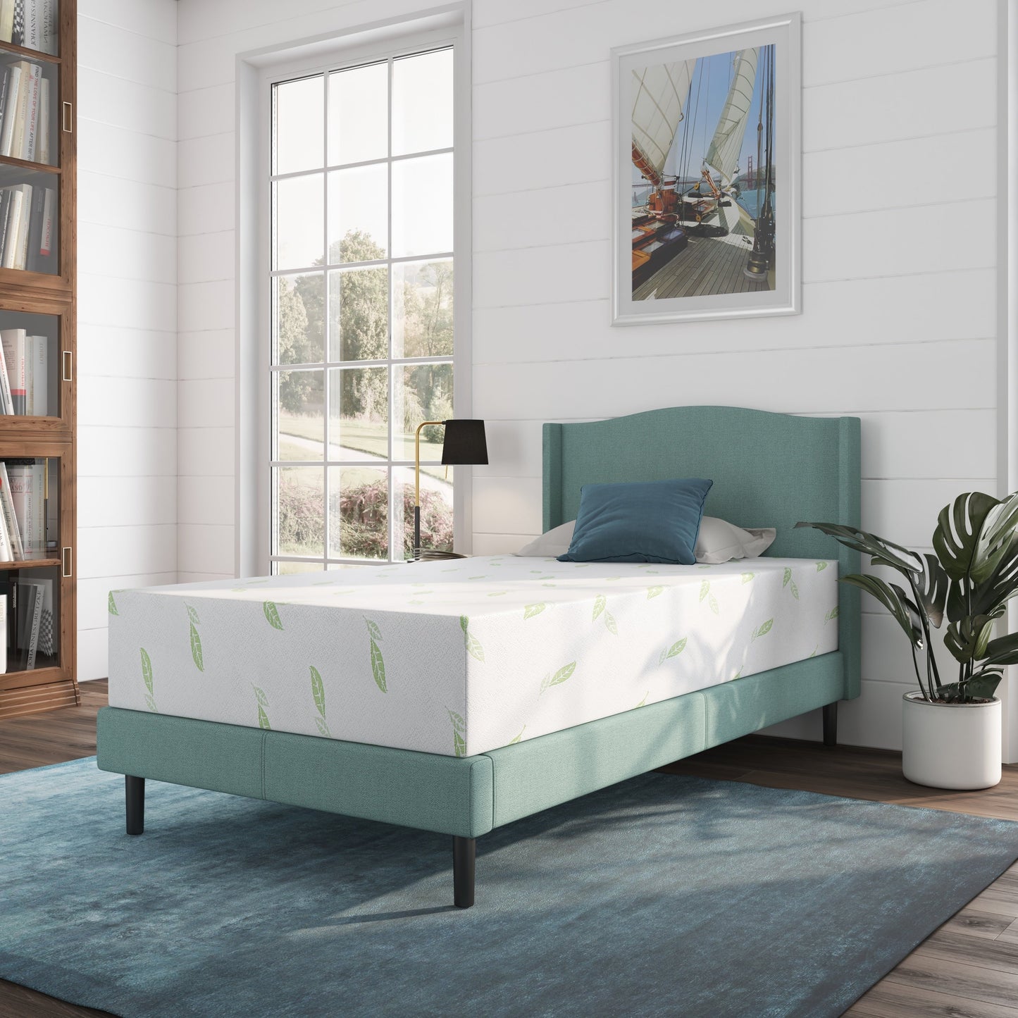 Materasso in memory foam al tè verde NapQueen Anula 10, letto in scatola