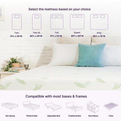 Materasso in memory foam al tè verde NapQueen Anula 10, letto in scatola