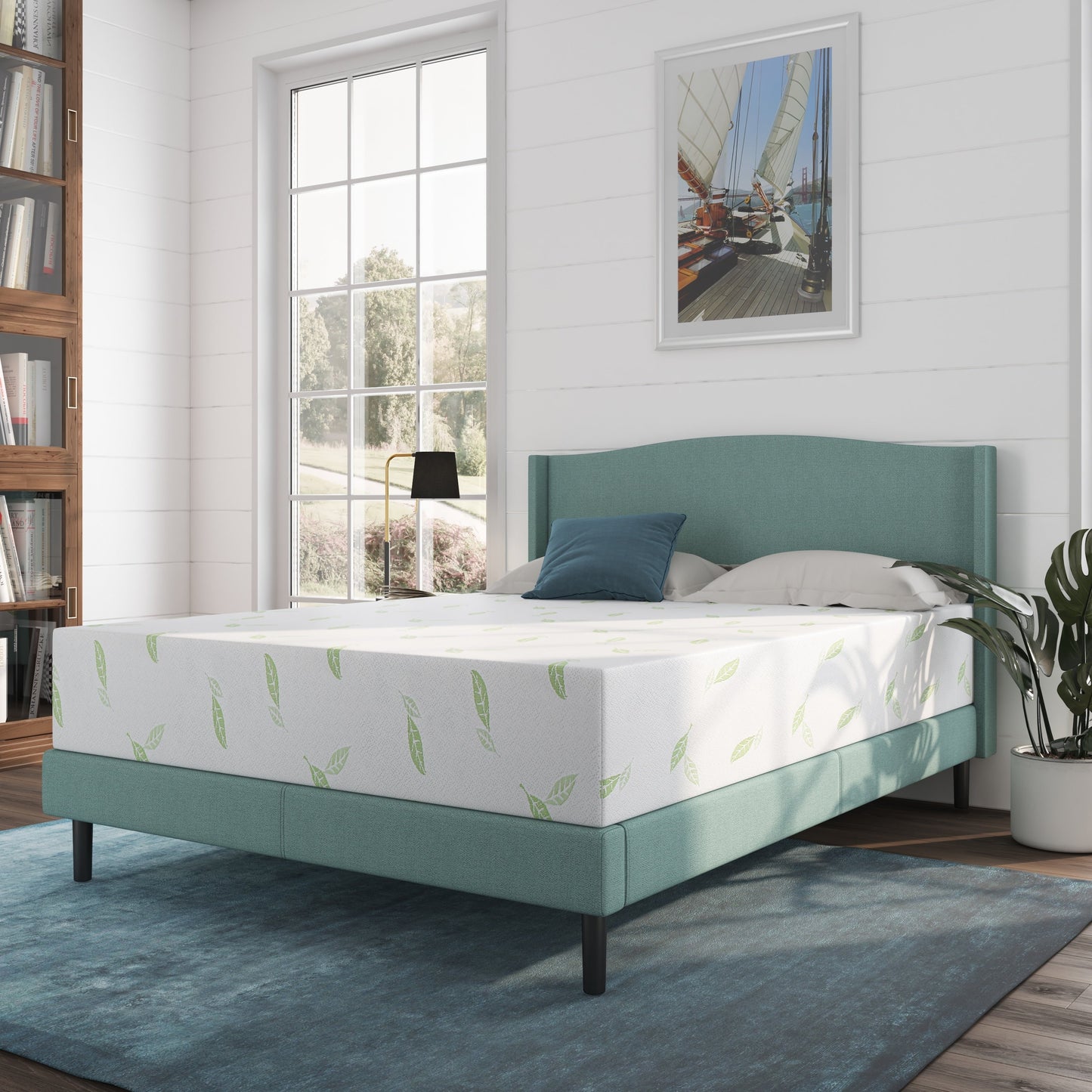 Materasso in memory foam al tè verde NapQueen Anula 10, letto in scatola