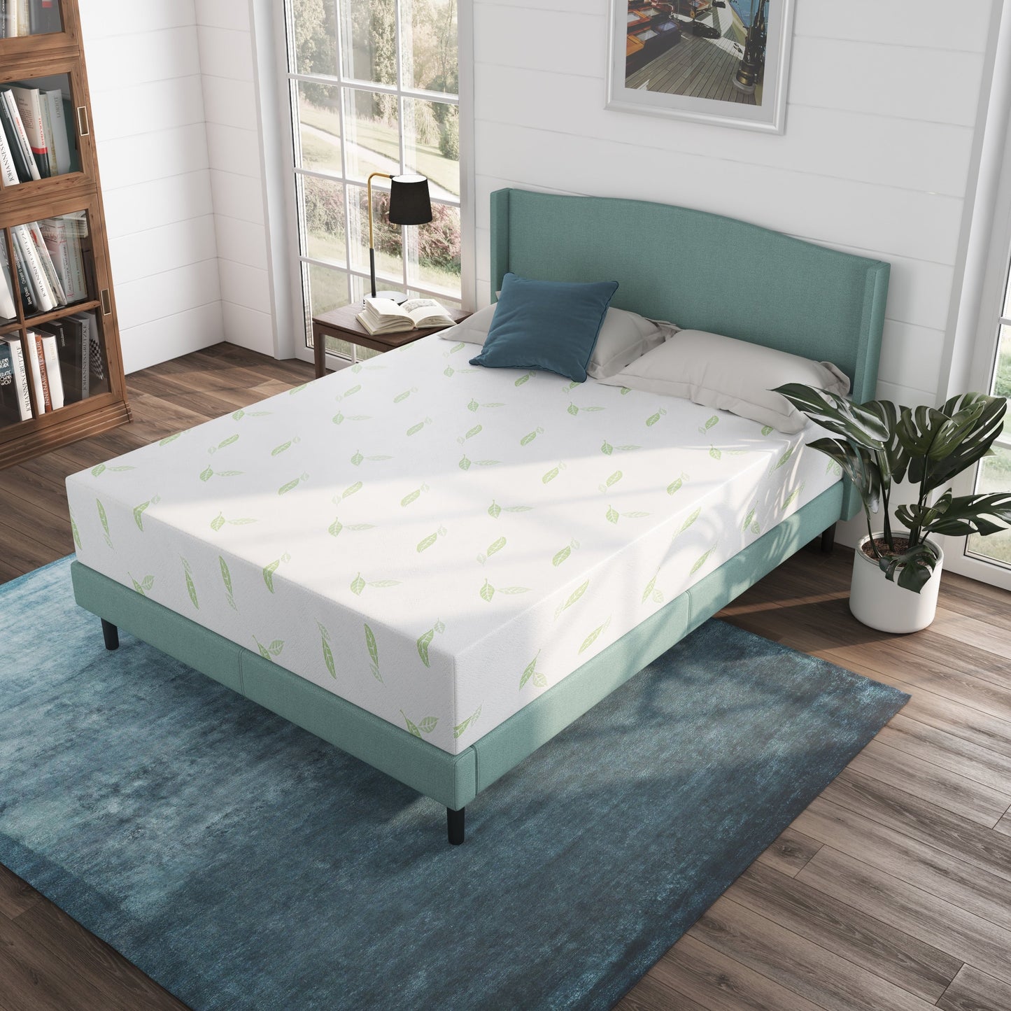 Materasso in memory foam al tè verde NapQueen Anula 10, letto in scatola