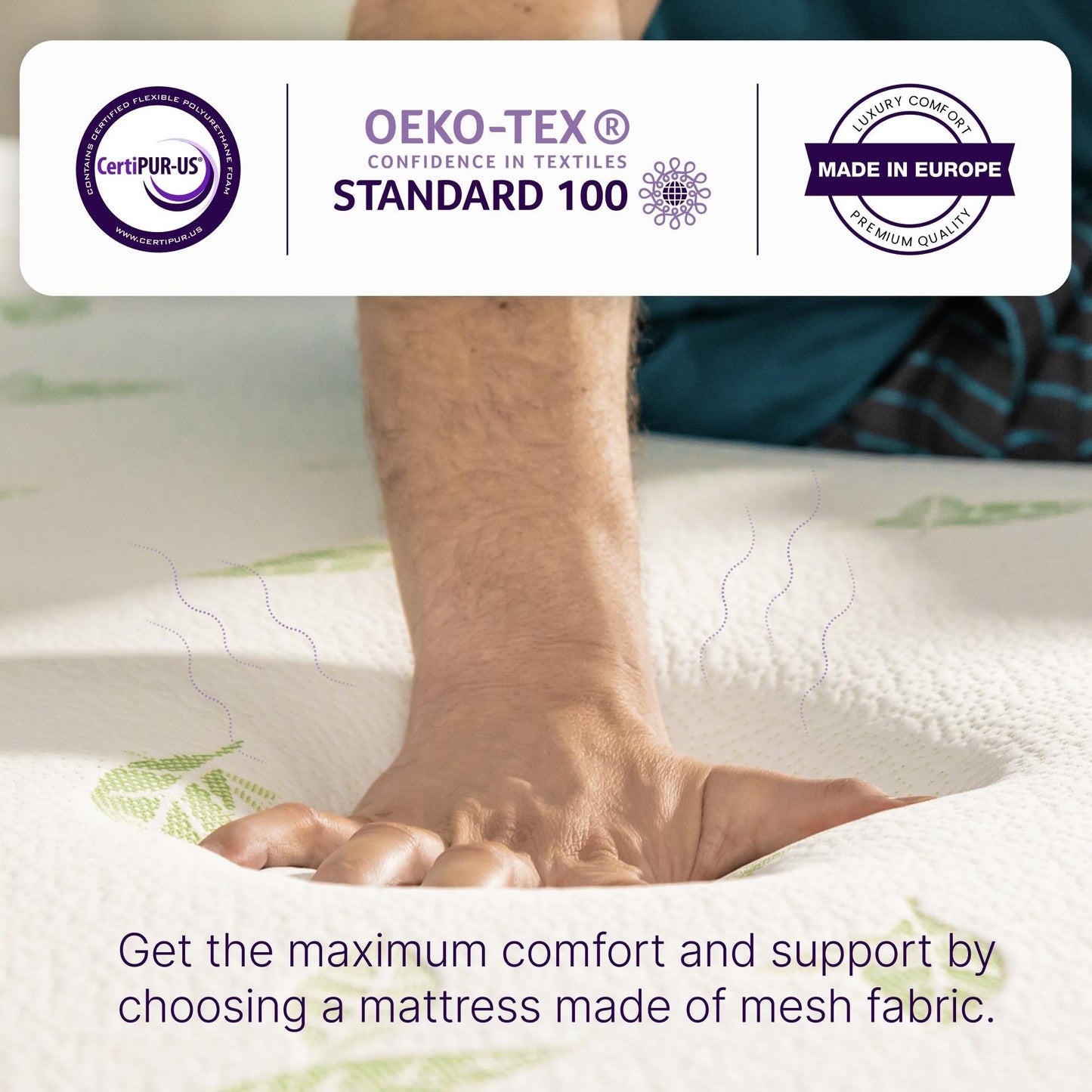 Materasso in memory foam al tè verde NapQueen Anula 10, letto in scatola