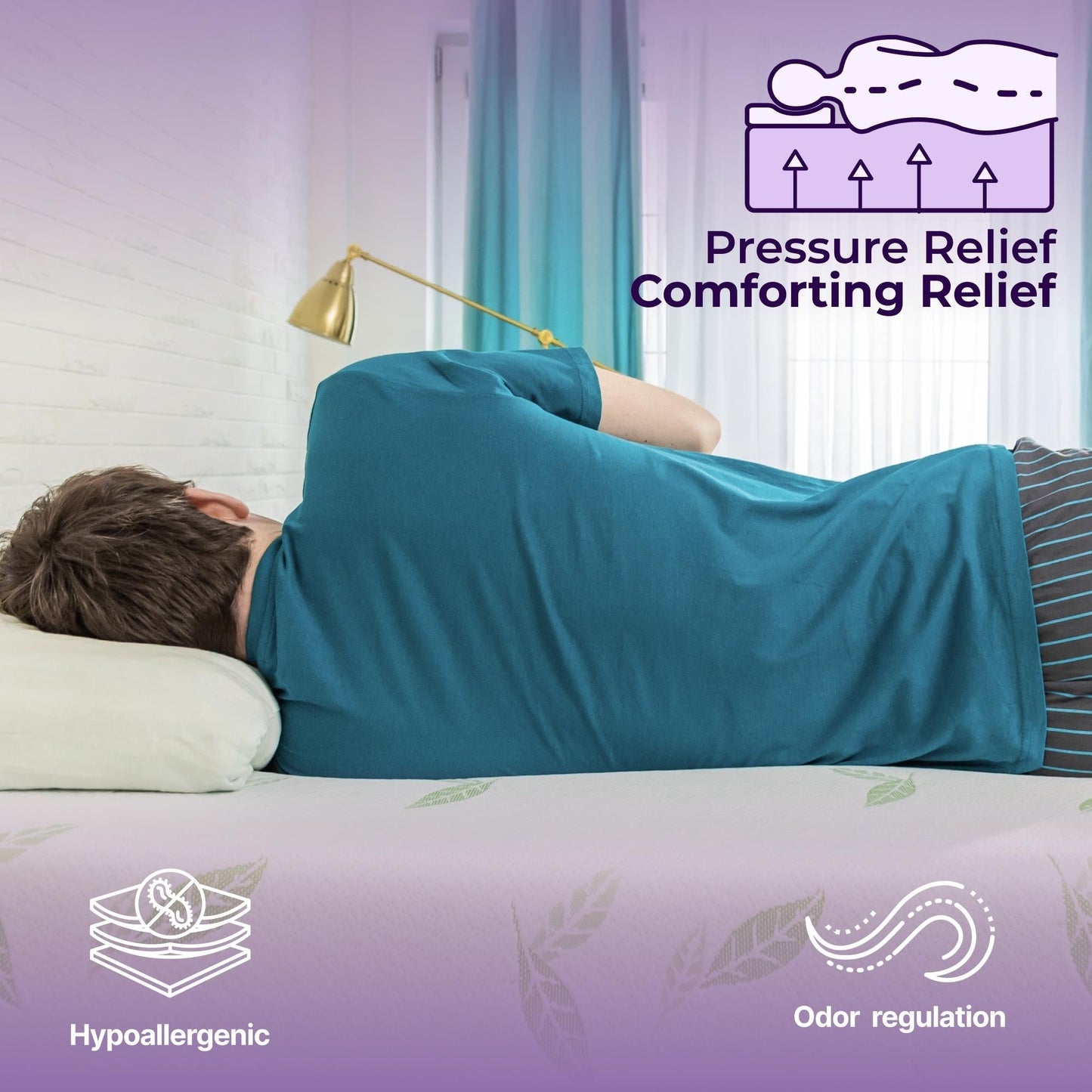 Materasso in memory foam al tè verde NapQueen Anula 10, letto in scatola