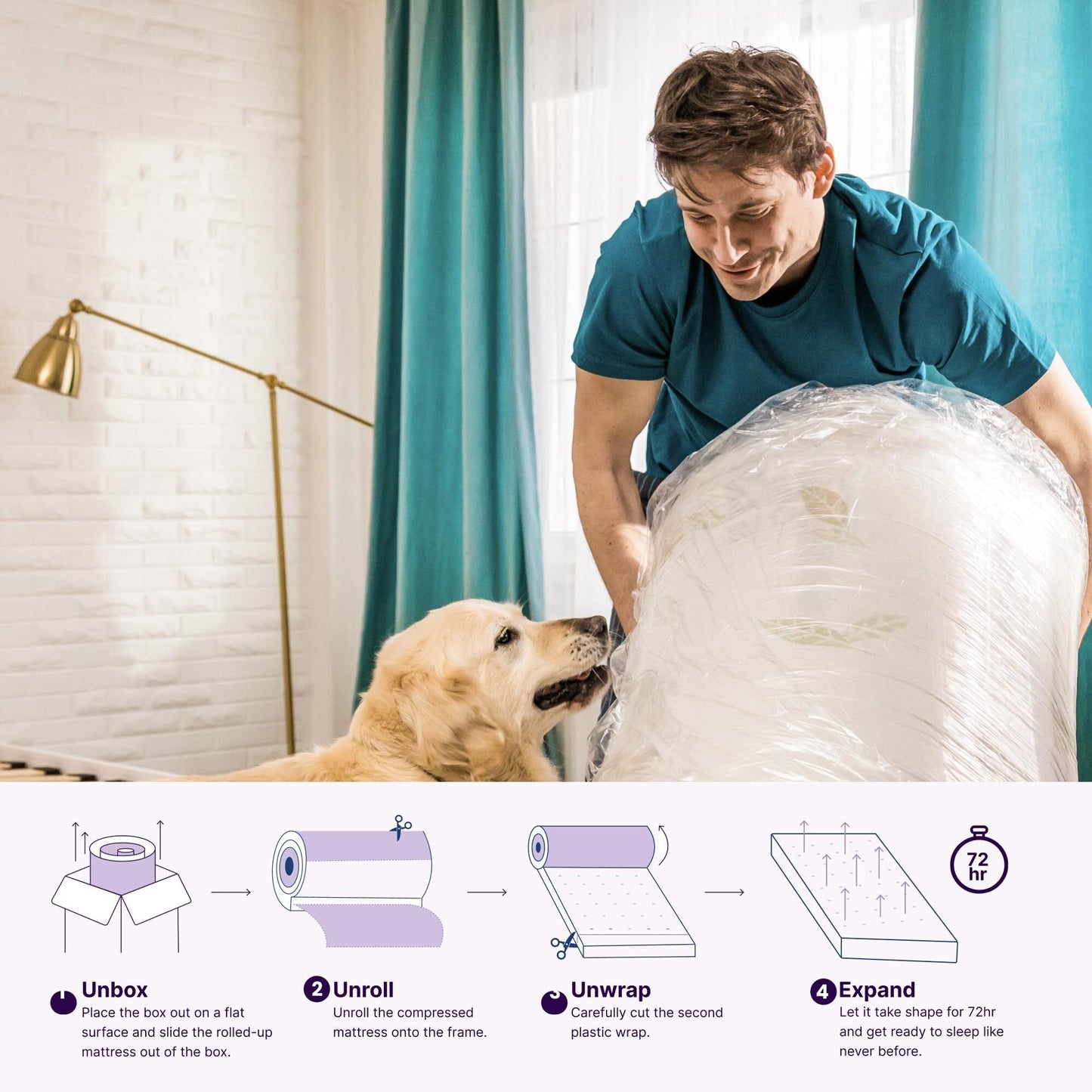 Materasso in memory foam NapQueen Anula 8 al tè verde, letto in scatola