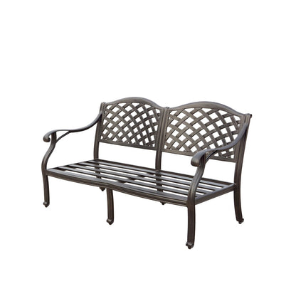 Set da conversazione con braciere a propano da 4 pezzi Nassau, con cuscini, tavolo da conversazione con braciere rotondo da 47'' e vetro per il fuoco