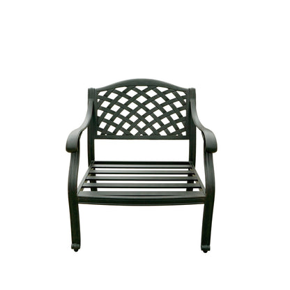 Set di 5 posti a sedere profondi per braciere a propano da patio Nassau con cuscini e tavolo da conversazione per braciere rotondo da 47'' e vetro per fuoco