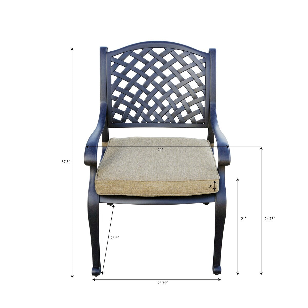 Set da pranzo da patio Nassau da 9 pezzi con cuscini Sesame e tavolo da pranzo quadrato da 64''