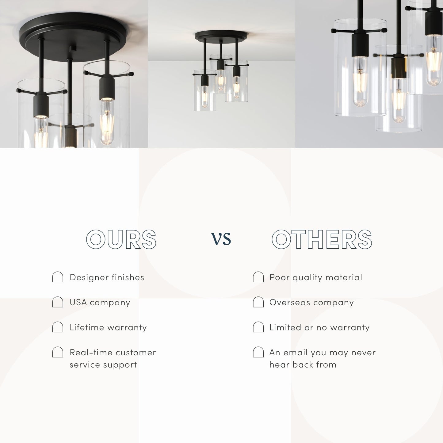 Nathan James Ophelia Lampada da soffitto a 3 luci con paralume in vetro e montaggio a semi-incasso