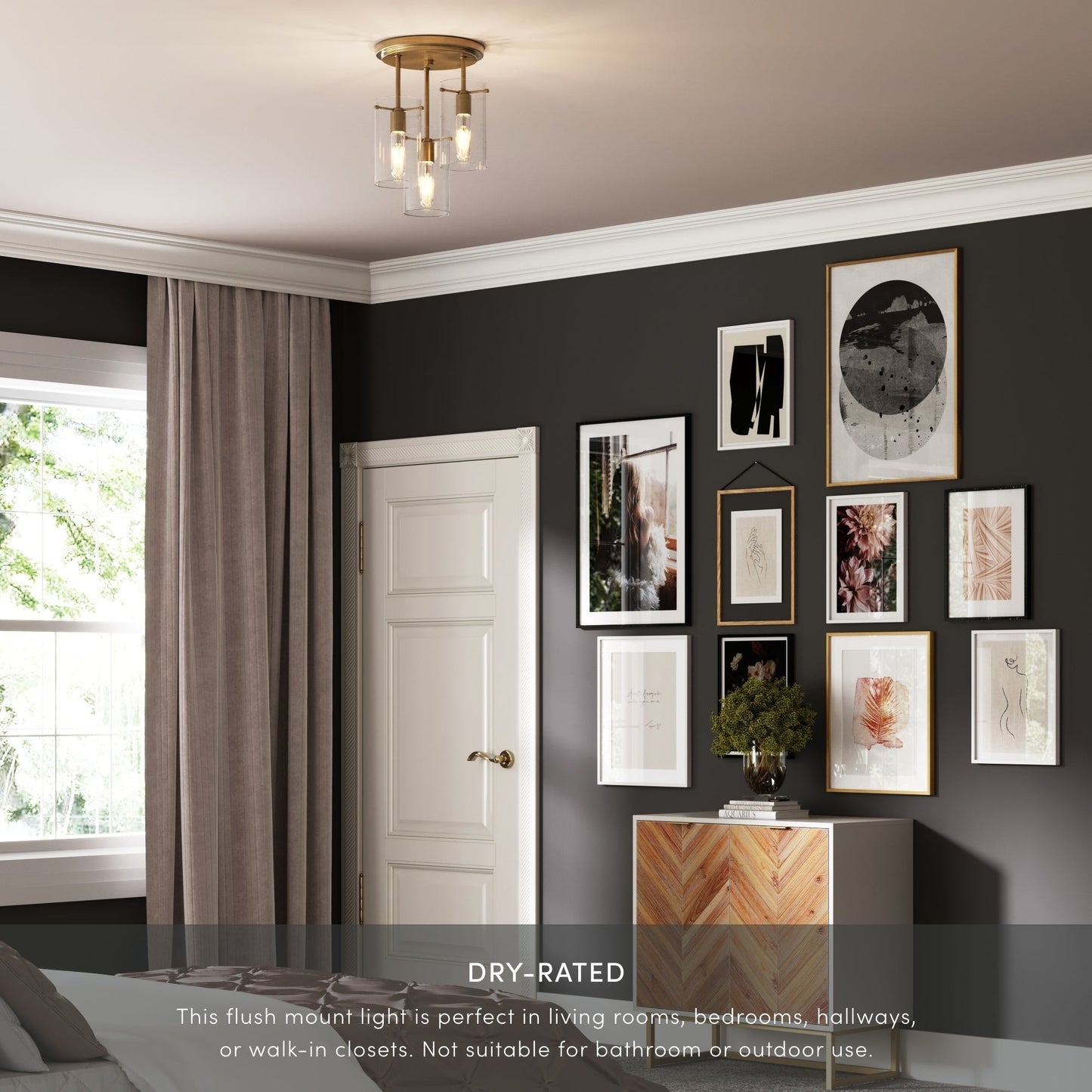 Nathan James Ophelia Lampada da soffitto a 3 luci con paralume in vetro e montaggio a semi-incasso