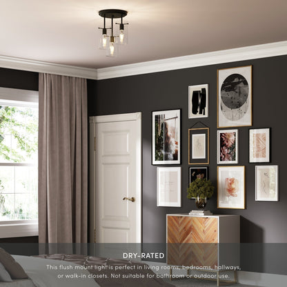 Nathan James Ophelia Lampada da soffitto a 3 luci con paralume in vetro e montaggio a semi-incasso