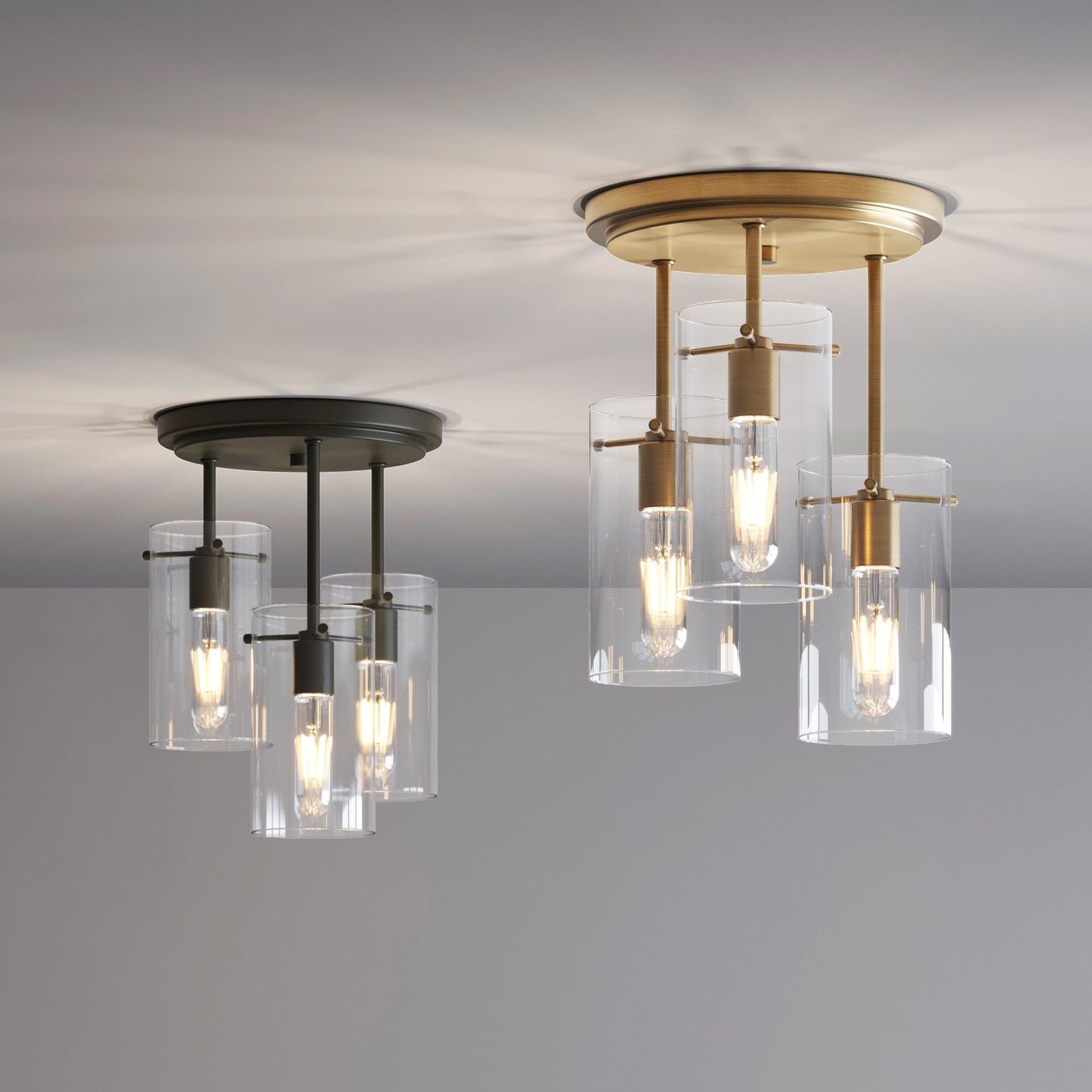 Nathan James Ophelia Lampada da soffitto a 3 luci con paralume in vetro e montaggio a semi-incasso