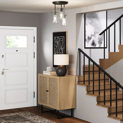 Nathan James Ophelia Lampada da soffitto a 3 luci con paralume in vetro e montaggio a semi-incasso