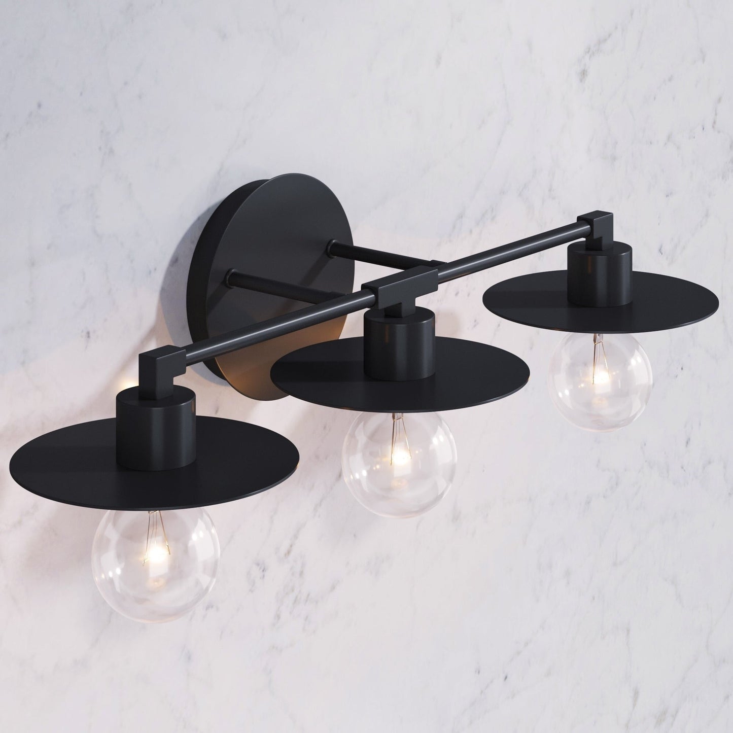 Lampada da bagno Nathan James Pattinson a 3 luci con struttura in metallo e paralume sottile