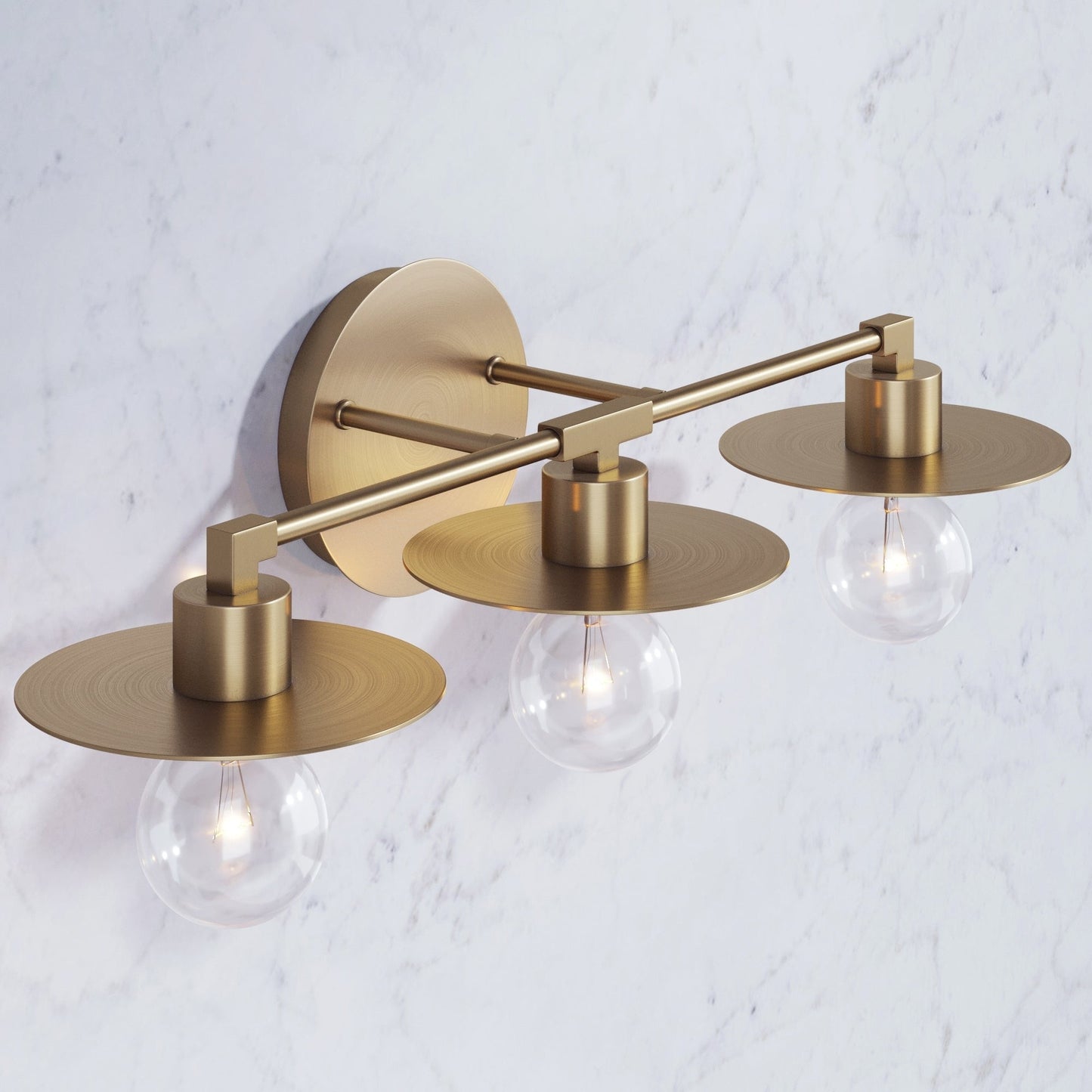 Lampada da bagno Nathan James Pattinson a 3 luci con struttura in metallo e paralume sottile