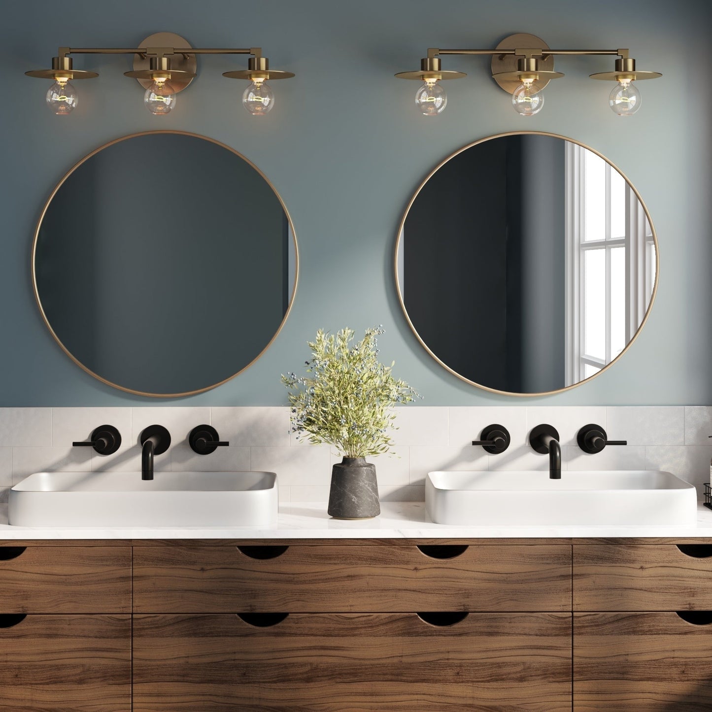 Lampada da bagno Nathan James Pattinson a 3 luci con struttura in metallo e paralume sottile