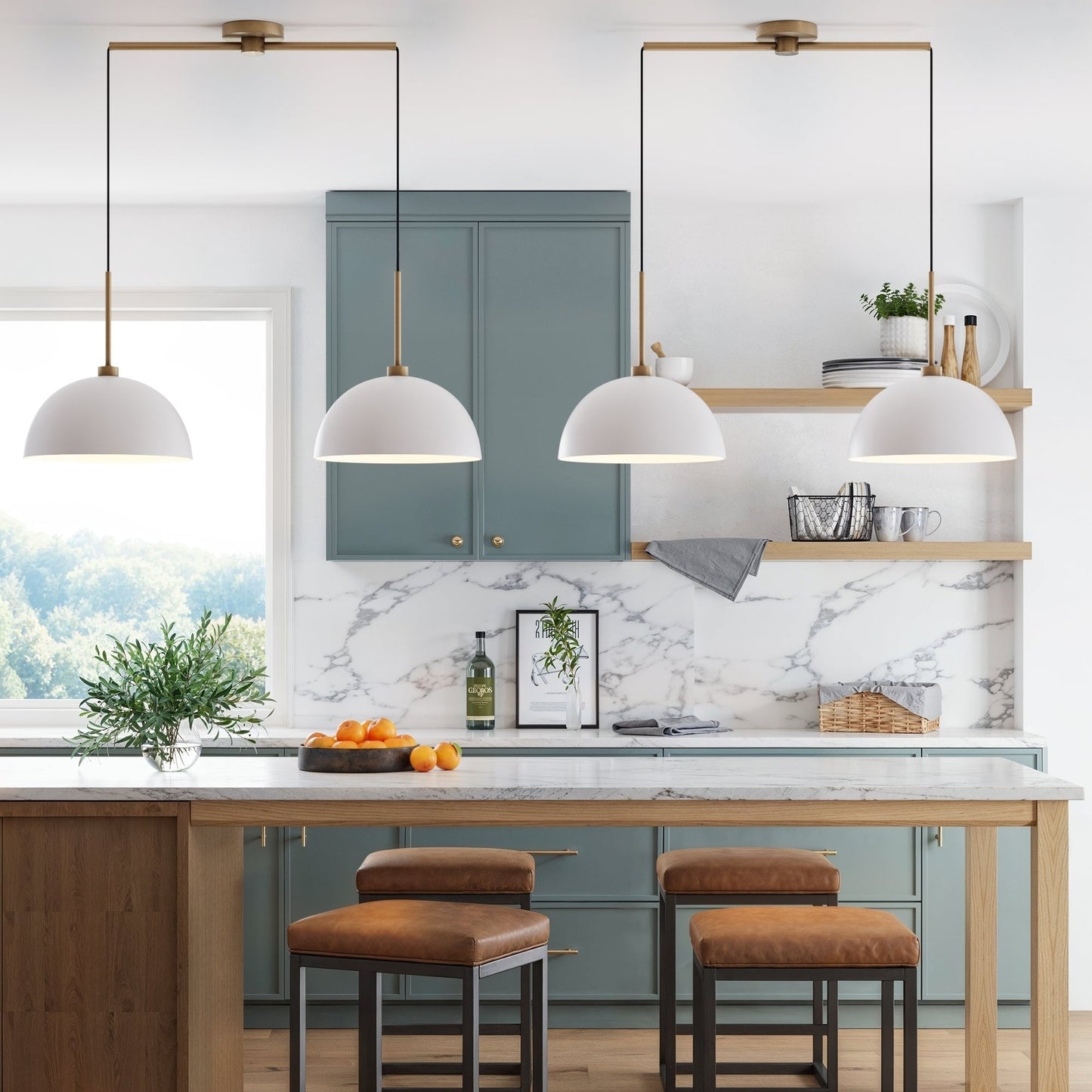 Lampada a sospensione moderna a 2 luci Nathan James Percy, con paralume in metallo e cavo regolabile