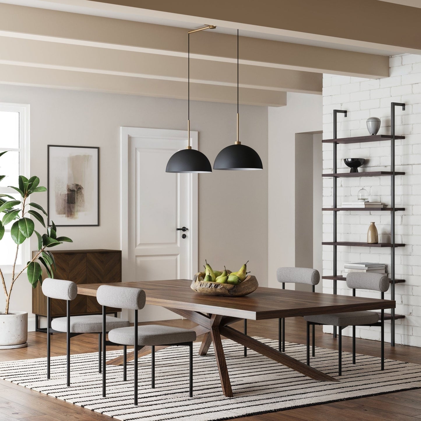 Lampada a sospensione moderna a 2 luci Nathan James Percy, con paralume in metallo e cavo regolabile