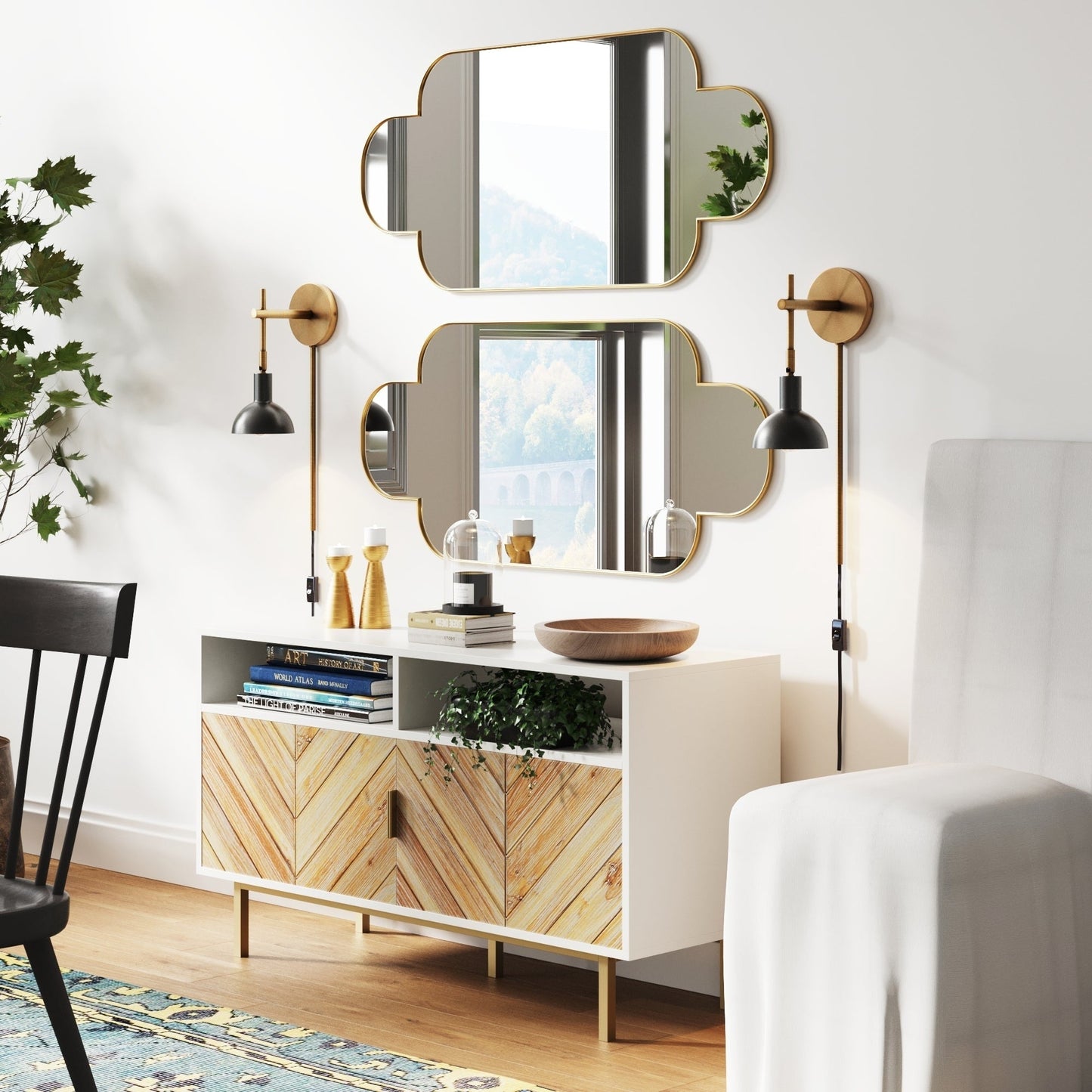 Nathan James Tamlin Applique da parete con braccio a 1 luce con spina e interruttore on/off