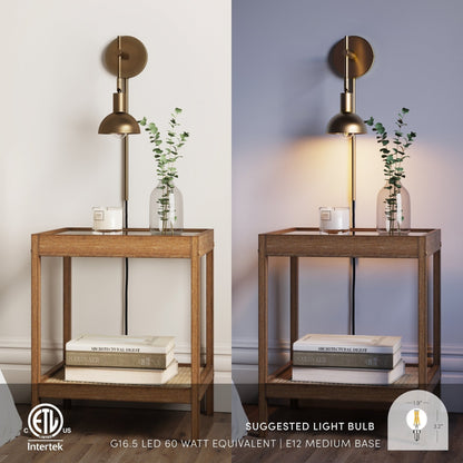 Nathan James Tamlin Applique da parete con braccio a 1 luce con spina e interruttore on/off