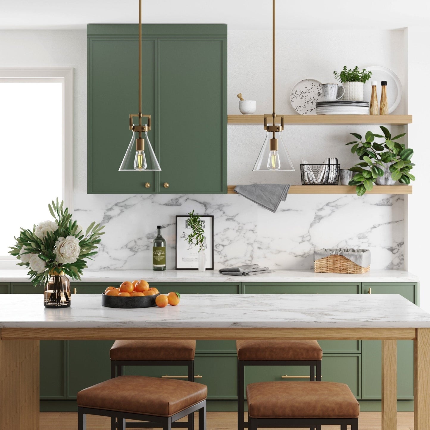 Lampada a sospensione in vetro Nathan James Vincent, lampada a sospensione con stelo regolabile e paralume trasparente