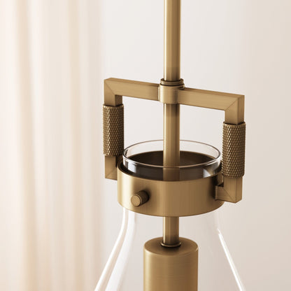 Lampada a sospensione in vetro Nathan James Vincent, lampada a sospensione con stelo regolabile e paralume trasparente