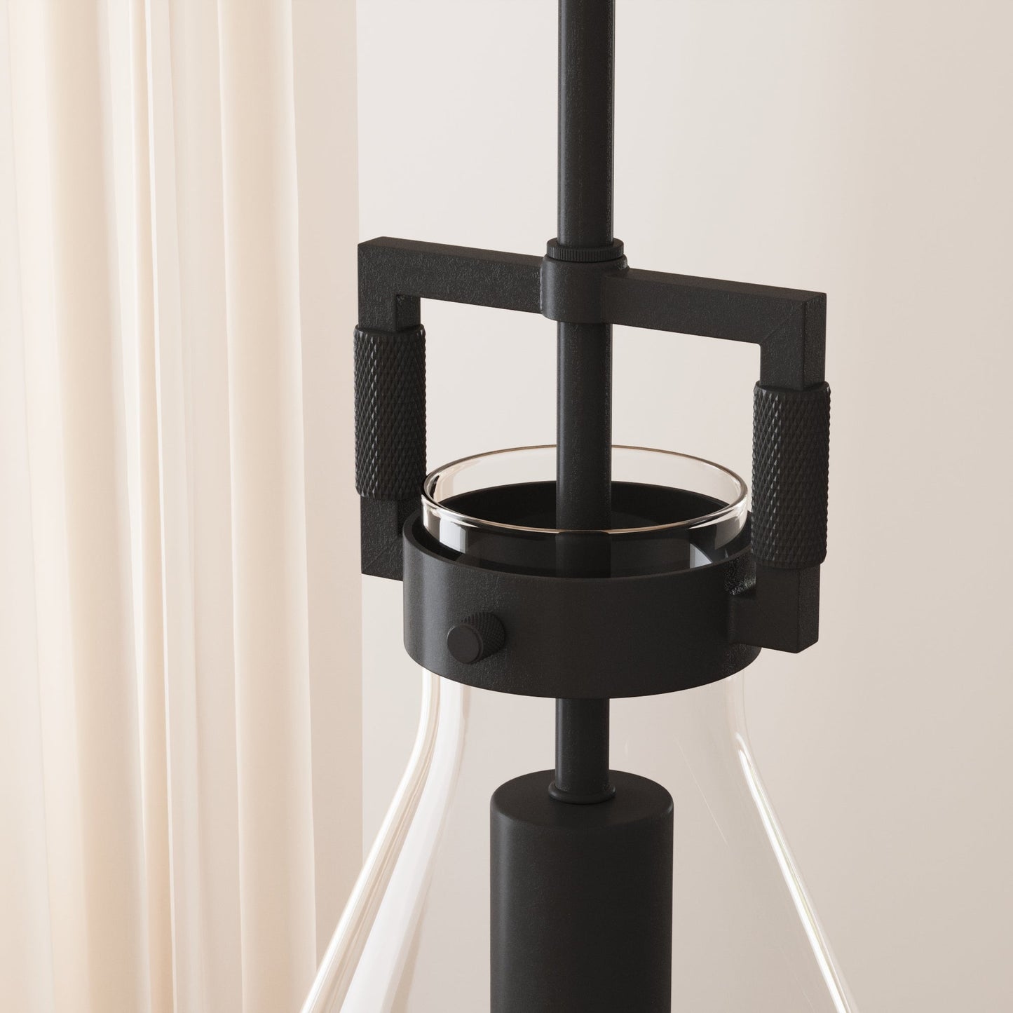 Lampada a sospensione in vetro Nathan James Vincent, lampada a sospensione con stelo regolabile e paralume trasparente