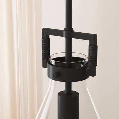 Lampada a sospensione in vetro Nathan James Vincent, lampada a sospensione con stelo regolabile e paralume trasparente