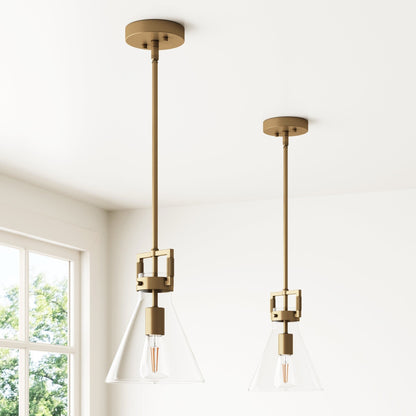 Lampada a sospensione in vetro Nathan James Vincent, lampada a sospensione con stelo regolabile e paralume trasparente