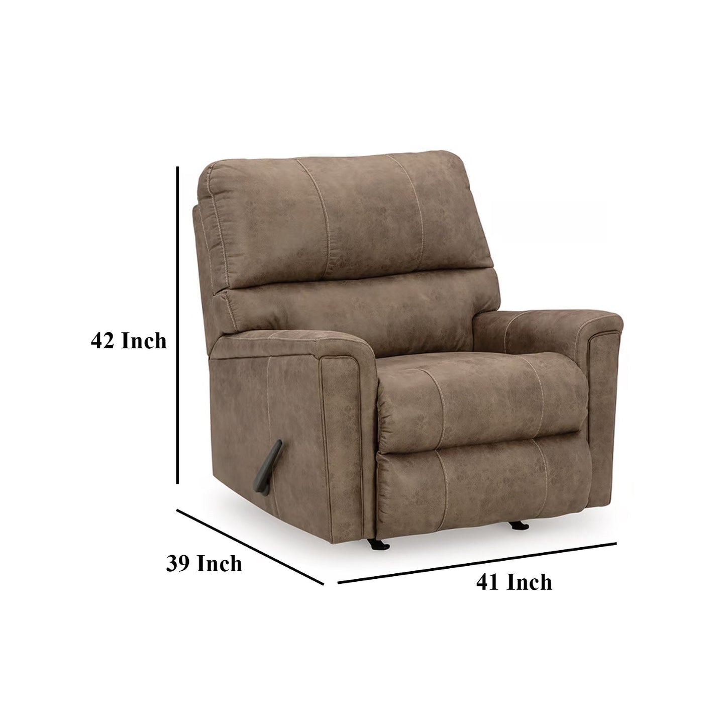 Poltrona reclinabile manuale Nav, in similpelle marrone fossile anticato