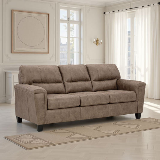 Divano letto matrimoniale Nav, in similpelle marrone fossile, schiuma, 89 pollici