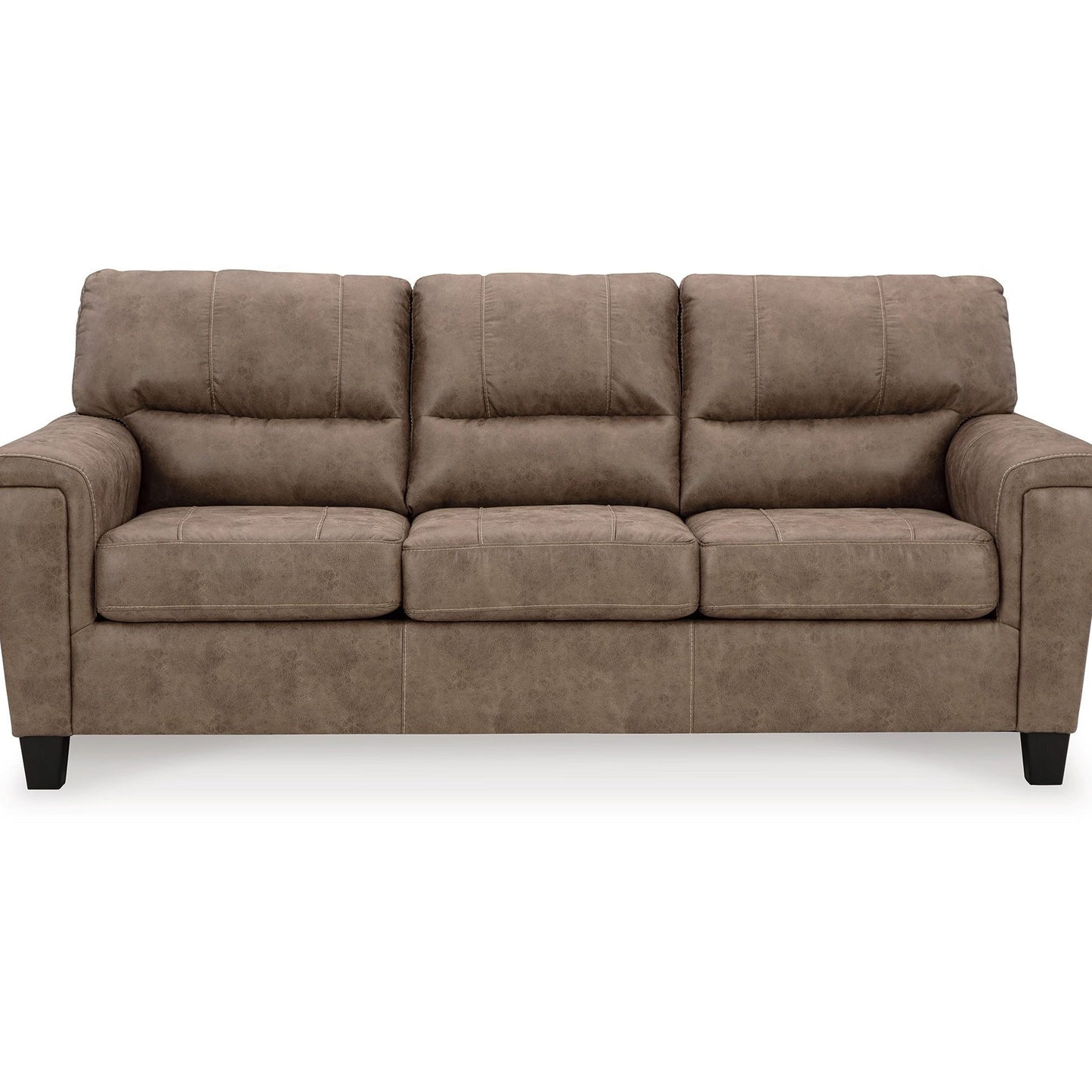 Divano letto matrimoniale Nav, in similpelle marrone fossile, schiuma, 89 pollici