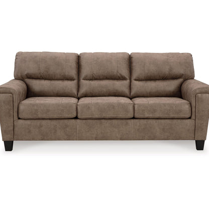 Divano letto matrimoniale Nav, in similpelle marrone fossile, schiuma, 89 pollici