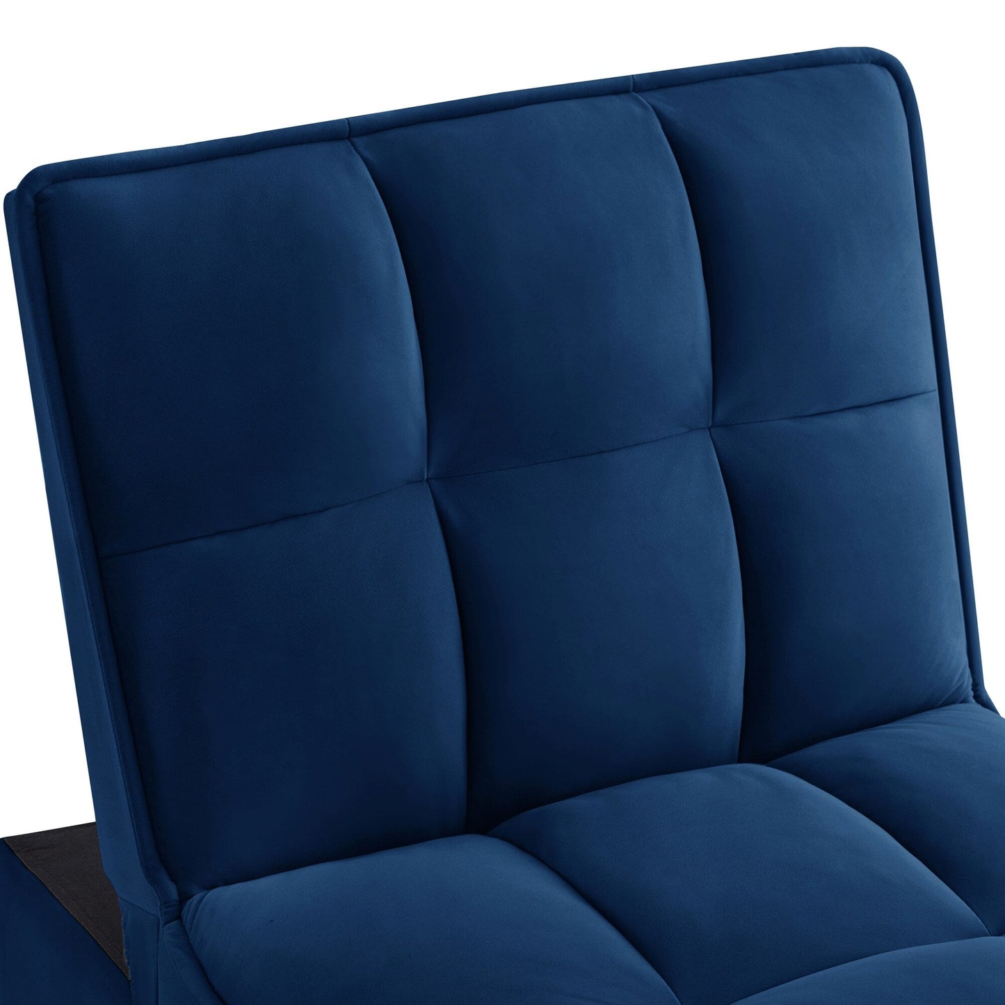 Divano letto singolo pieghevole in velluto blu navy da 68,5 pollici con schienale regolabile e cuscini per soggiorno