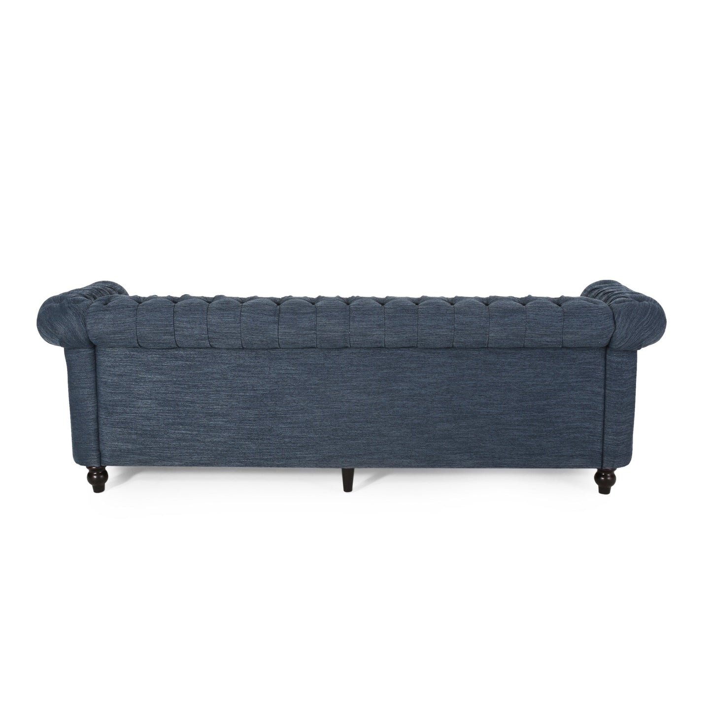 Divano Chesterfield a 3 posti blu navy con bottoni e borchie