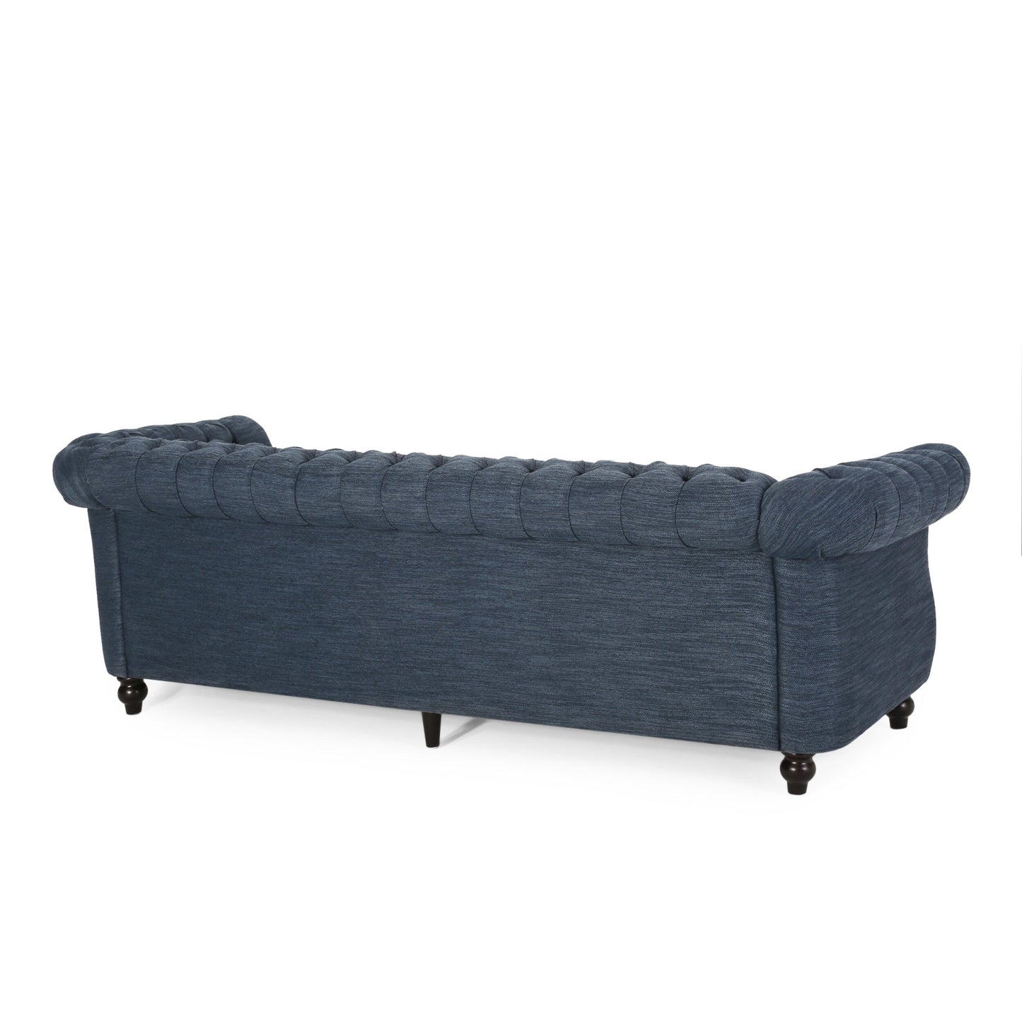 Divano Chesterfield a 3 posti blu navy con bottoni e borchie