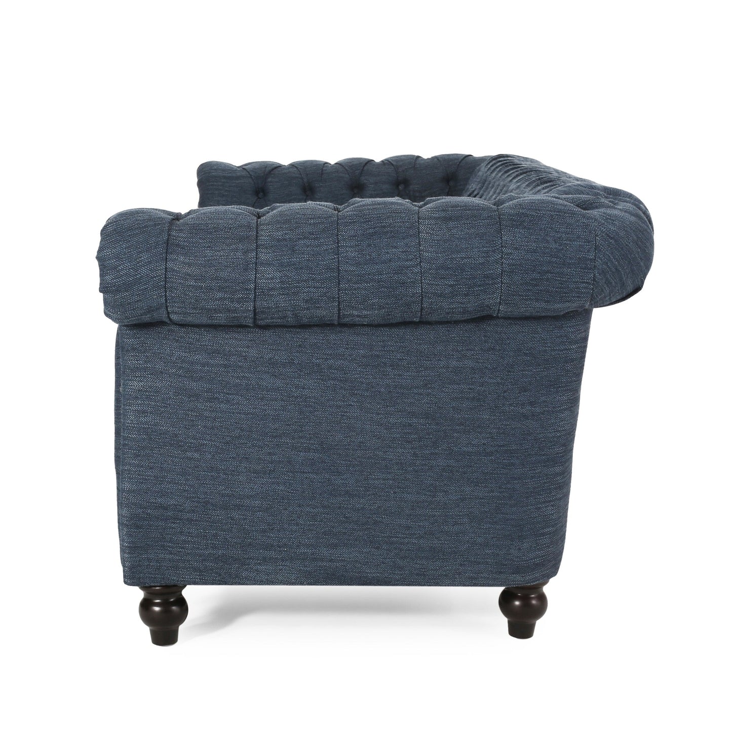 Divano Chesterfield a 3 posti blu navy con bottoni e borchie