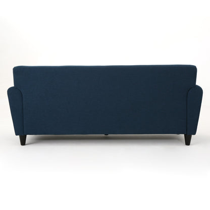 Divano moderno blu navy da 78,5 posti con gambe in legno e struttura in compensato per soggiorno