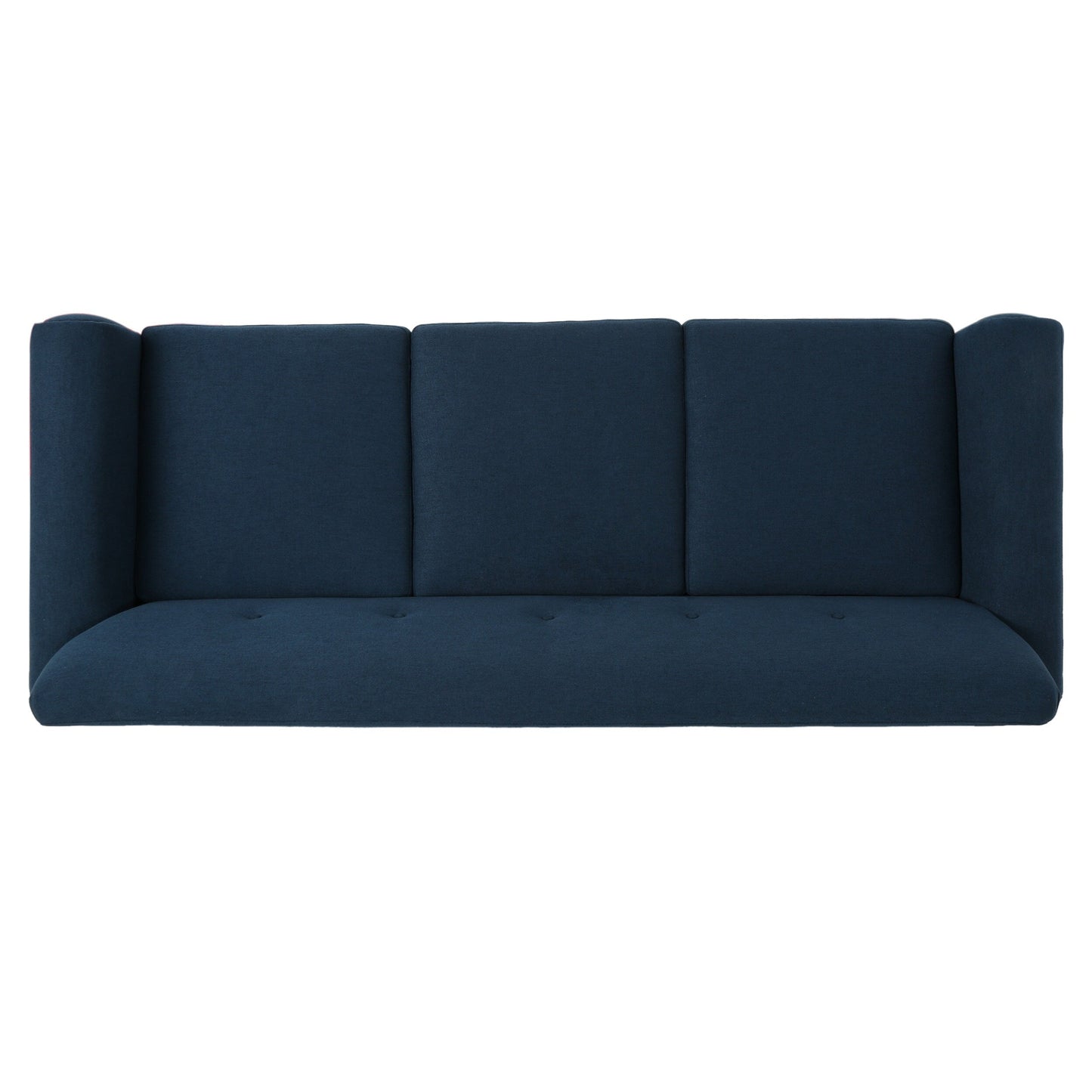 Divano moderno blu navy da 78,5 posti con gambe in legno e struttura in compensato per soggiorno